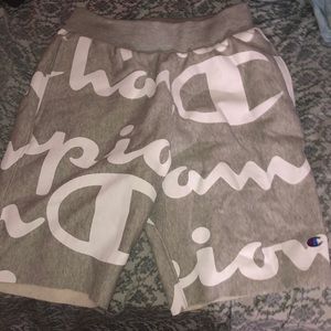 Gray & White Champion Sweat Shorts